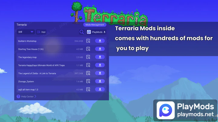 Download Terraria v1.4.4.9.5 (Mod: Menu) APK on Android free