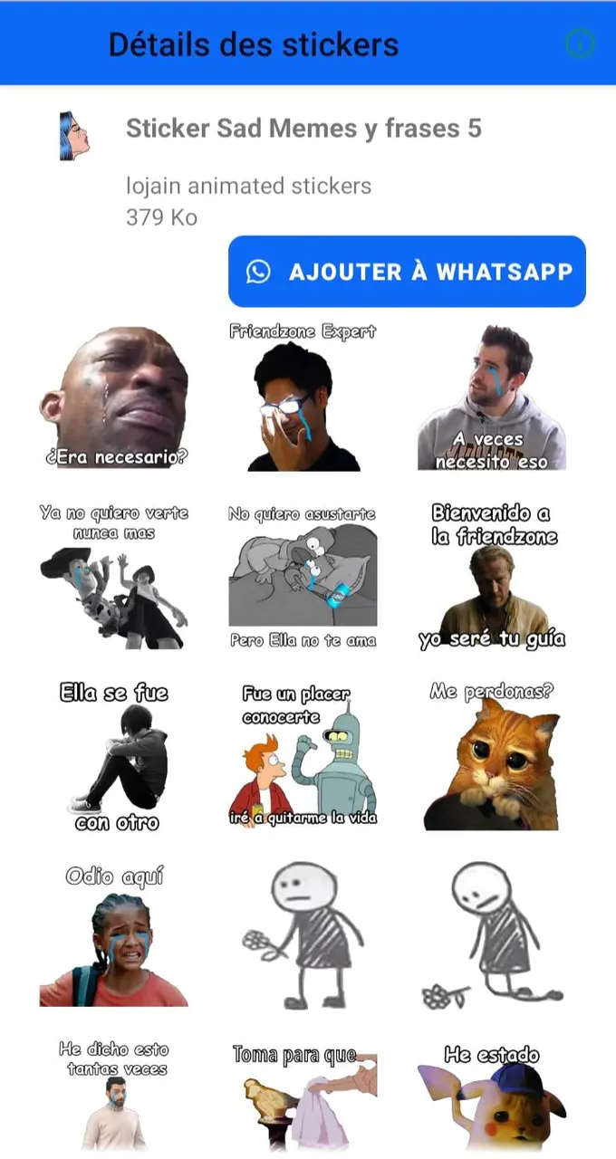 Sad - Triste Stickers for WhatsApp